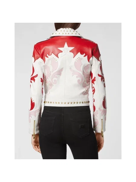 Kurtka skórzana Philipp Plein biała