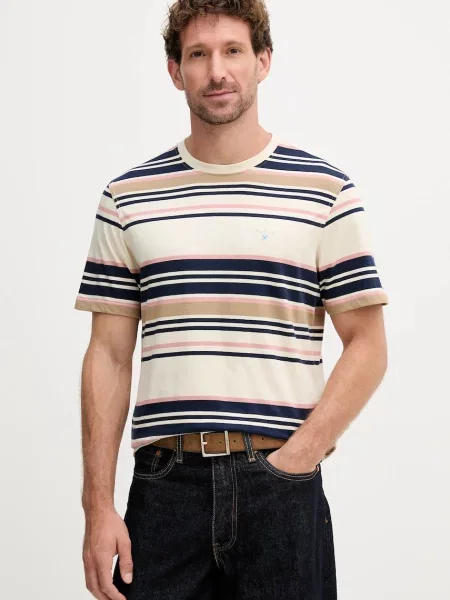Тениска Barbour AICKMEN с десен бежово