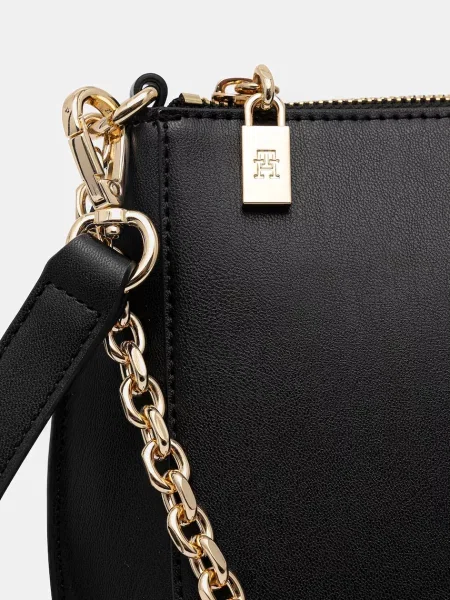 Kožená kabelka Tommy Hilfiger černá