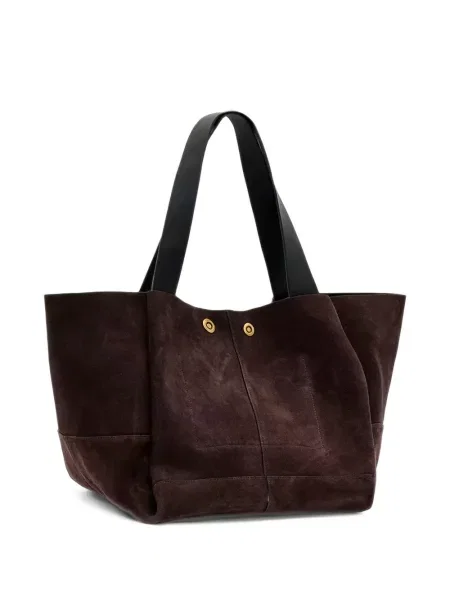 Geantă shopper Allsaints din piele de căprioară maro