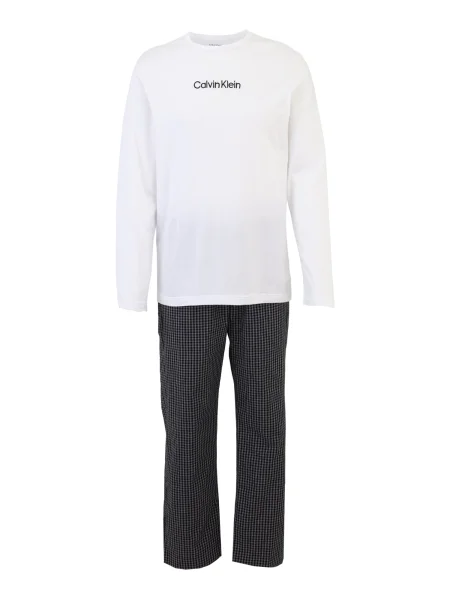Calvin Klein Underwear Pijama lungă gri / negru alb