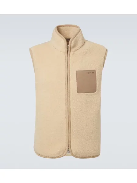 Vestă Moncler din piele bej