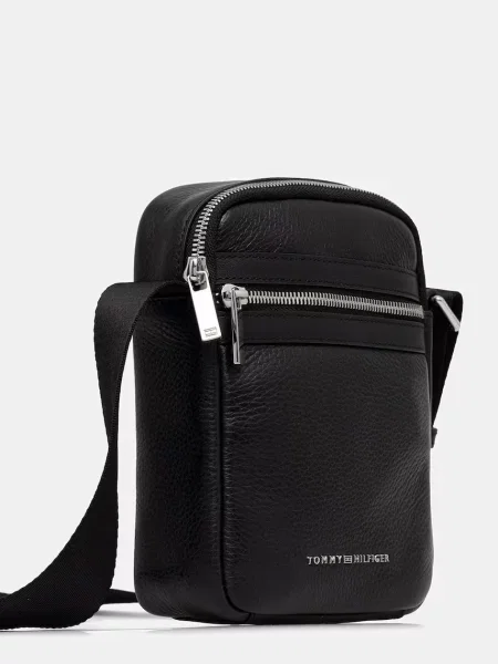 Torbica za okrog pasu Tommy Hilfiger Th Bus Leather Mini Reporter črna