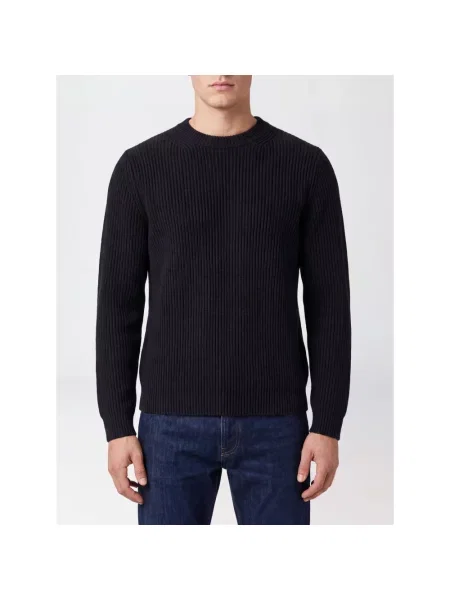 Sweter Zanone wełniany ze sznurkiem czarny