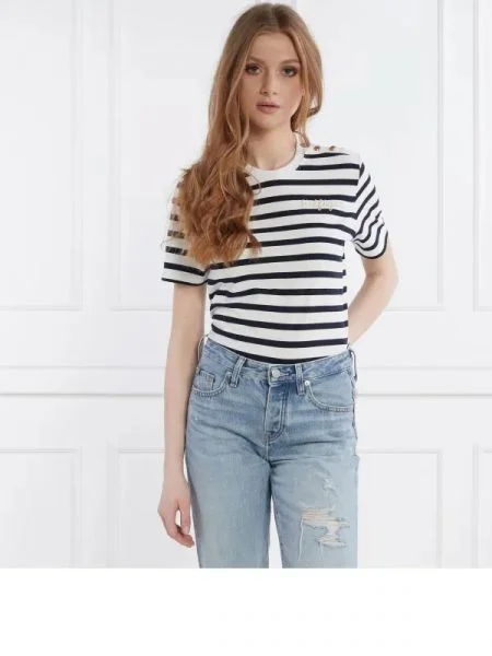 Tommy Hilfiger Póló GOLD BUTTON C-NK SS kék