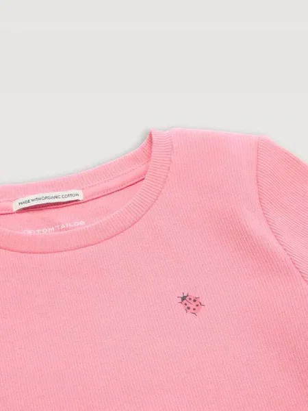 KOSZULKA T-SHIRT DZIEWCZĘCY TOM TAILOR PRĄŻKOWANA różowa