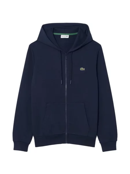 Флийс суичър с качулка Lacoste синьо