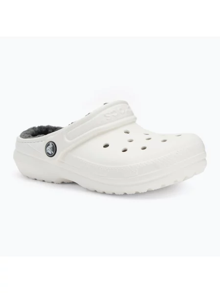 Детски джапанки Crocs Classic Lined Clog Kids white/grey бяло