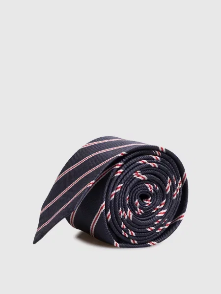 Краватка із шовку в смужку Thom Browne синя