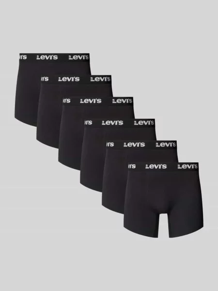 Majtki i obcisłe bokserki z elastycznym pasem z logo w zestaw 6 par model LOGO BOXER' Levi's czarne