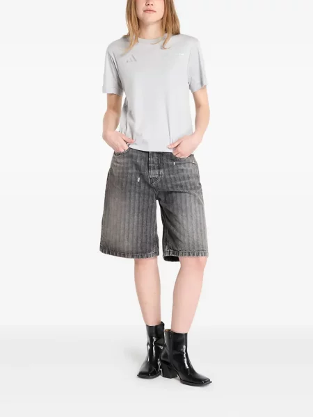 Футбол тениска с дълъг ръкав Adidas на райета мъниста бяло