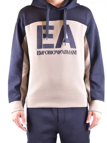 Суичър с качулка Emporio Armani с качулка синьо