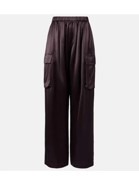 Pantaloni cargo The Frankie Shop din satin maro