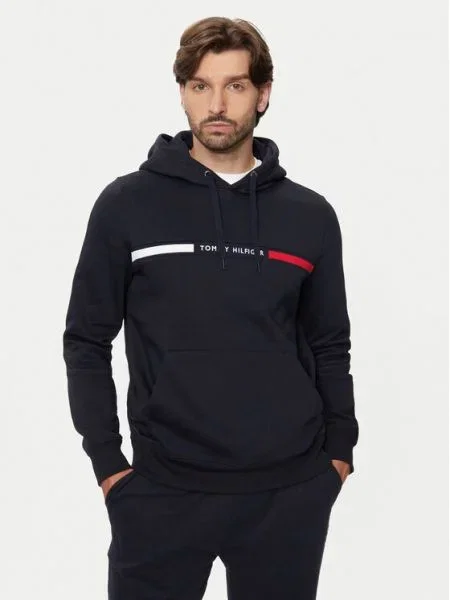 Суичър с качулка Tommy Hilfiger с качулка с апликация тъмносиньо