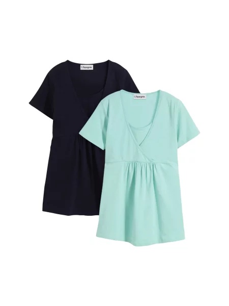 Bonprix Tricou închis / verde mentă albastru