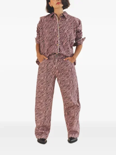 Pantaloni Favorite People cu model zebră roz