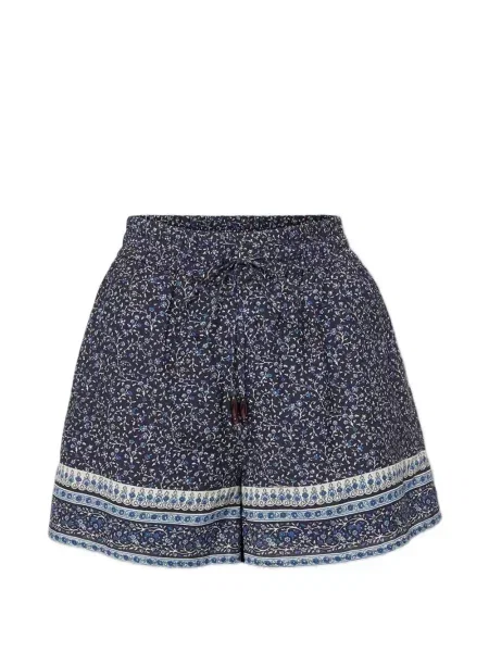 Pantaloni scurți Veronica Beard cu model floral cu imagine cu cordon albastru