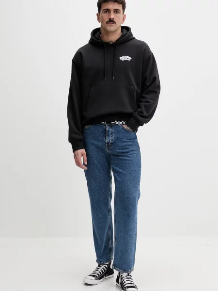 Vans mikina s kapucňou pánska s bavlnou čierna
