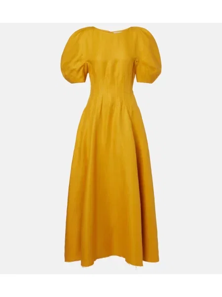 Lniana sukienka maxi Gabriela Hearst żółta