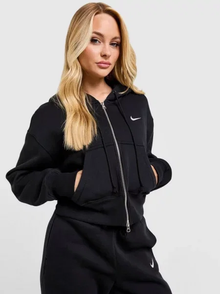 Nike Mikina Rozepínací S Kapucí W Nsw Phnx Flc Crp černá