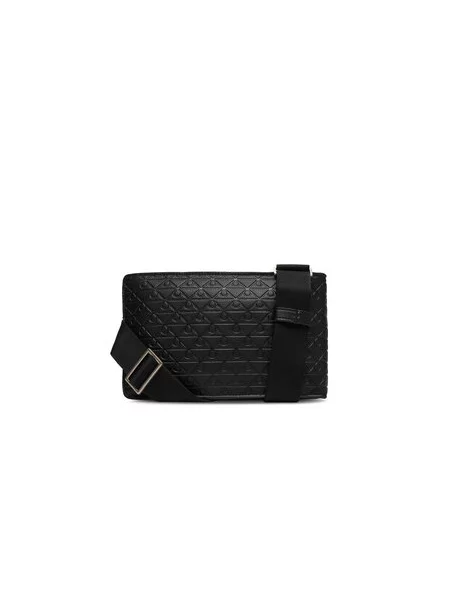 Calvin Klein Crossover torbica Emblem Aop Emboss Square Sling crna