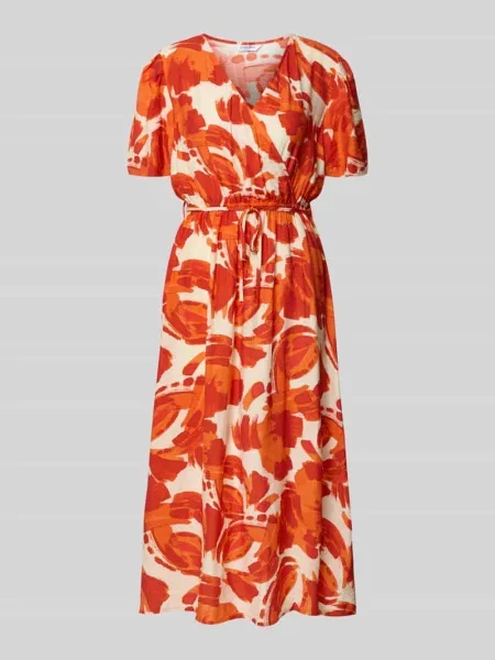 Sukienka midi w stylu kopertowym Zabaione pomarańczowa