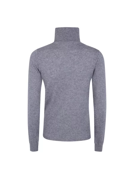 Lniany sweter z golfem Max Mara Studio szary
