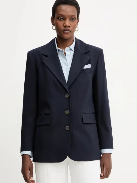 Marella sacou din lână bleumarin un singur rând de uni