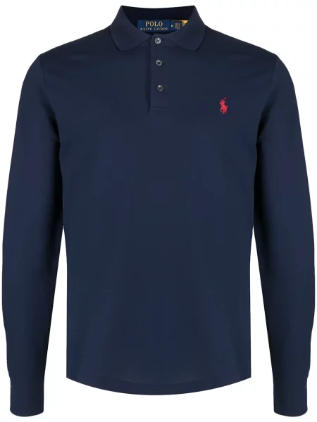 Długi sweter Polo Ralph Lauren z zamkiem błyskawicznym do połowy ze stretchu niebieski