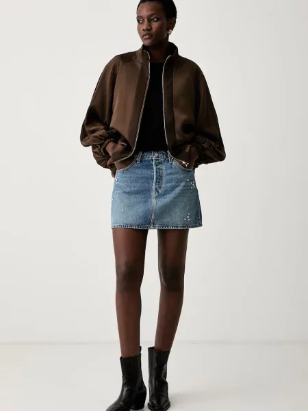 Levi's fustă din denim ICON albastru