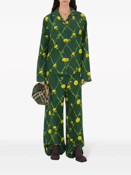 Cămașă Burberry de mătase cu imagine verde