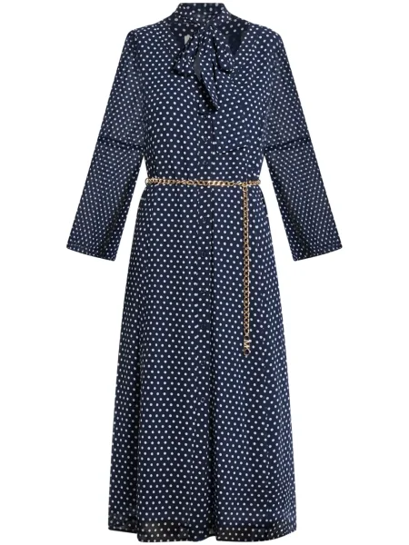 Cu centură rochie midi Michael Kors cu buline albastru