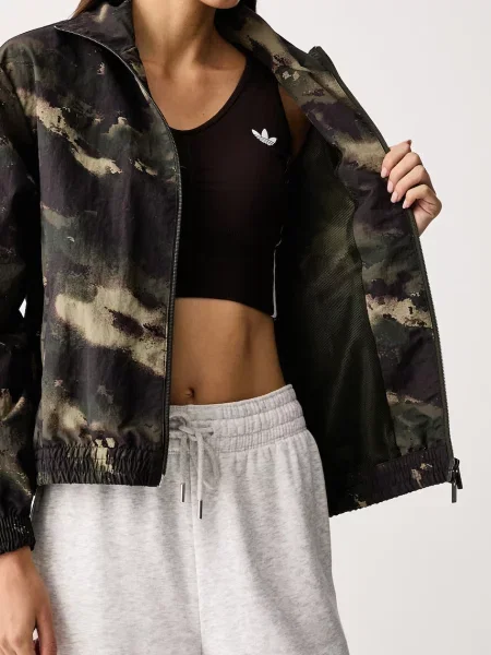 Камуфлажен суичър с цип Adidas Originals зелено
