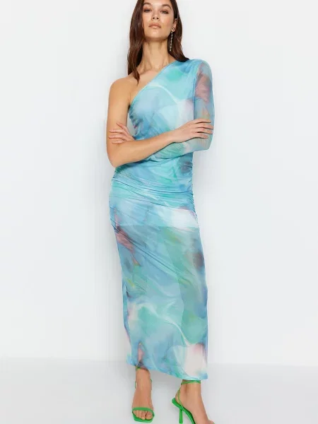 Rochie Trendyol din tul drapată albastru