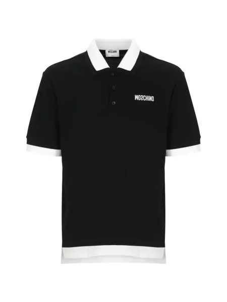 Tricou polo Moschino cu broderie negru