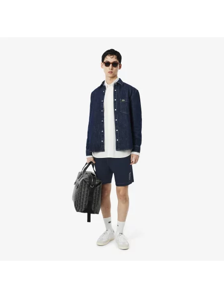 Lacoste Szorty Z Bawełnianej Tkaniny Twill I Relaxed Fit granatowe