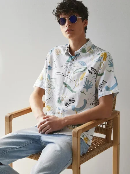 Košile s příměsí lnu Medicine více barev regular s klasickým límcem