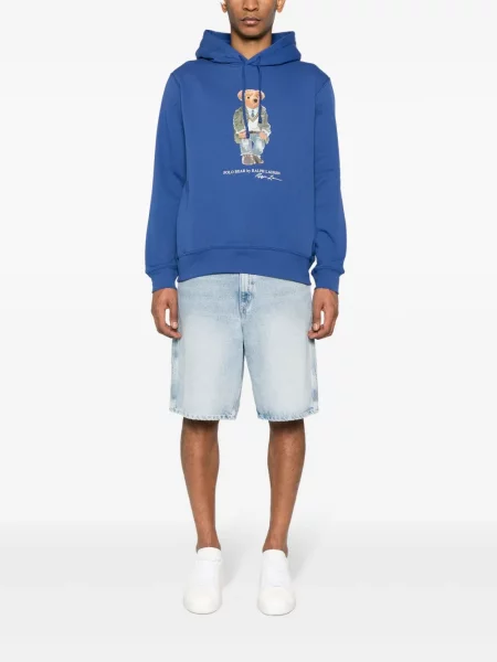 Siuvinėta mini drobė polo marškinėliai Polo Ralph Lauren mėlyna