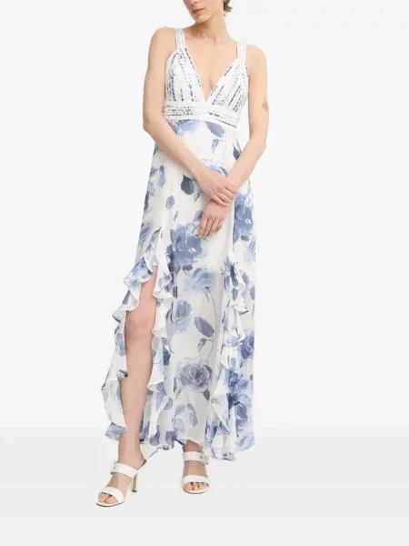 Rochie maxi Guess cu model floral cu imagine alb