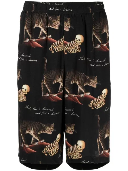 Bermuda kratke hlače Endless Joy s printom crna