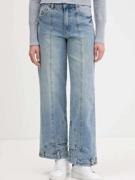 Дънки Desigual POCKETS с висока талия синьо