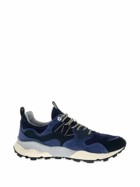 Sneakerși Flower Mountain din piele de căprioară cu model floral albastru