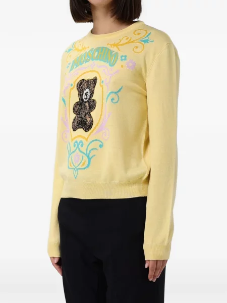 Ursuleț de pluș pulover Moschino din jacard galben