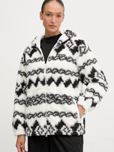 Columbia hanorac fleece Rare Escape cu glugă cu imprimeu negru