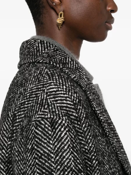 Palton Tagliatore cu model herringbone negru