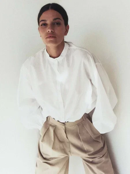 Сорочка MUUV. Ample relaxed зі стійкою білий