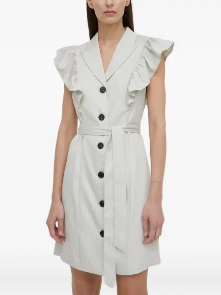 Rochie mini Bruuns Bazaar cu dungi cu volane de costum gri