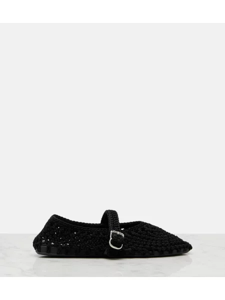 Balerini Alaïa din satin țesuți negru