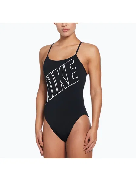 Costum de baie dintr-o piesă pentru femei Nike Hydrastrong Adjustable Crossback black negru