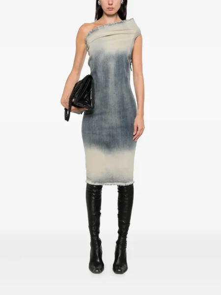 Rochie mini Rick Owens cu un umăr gol de costum albastru